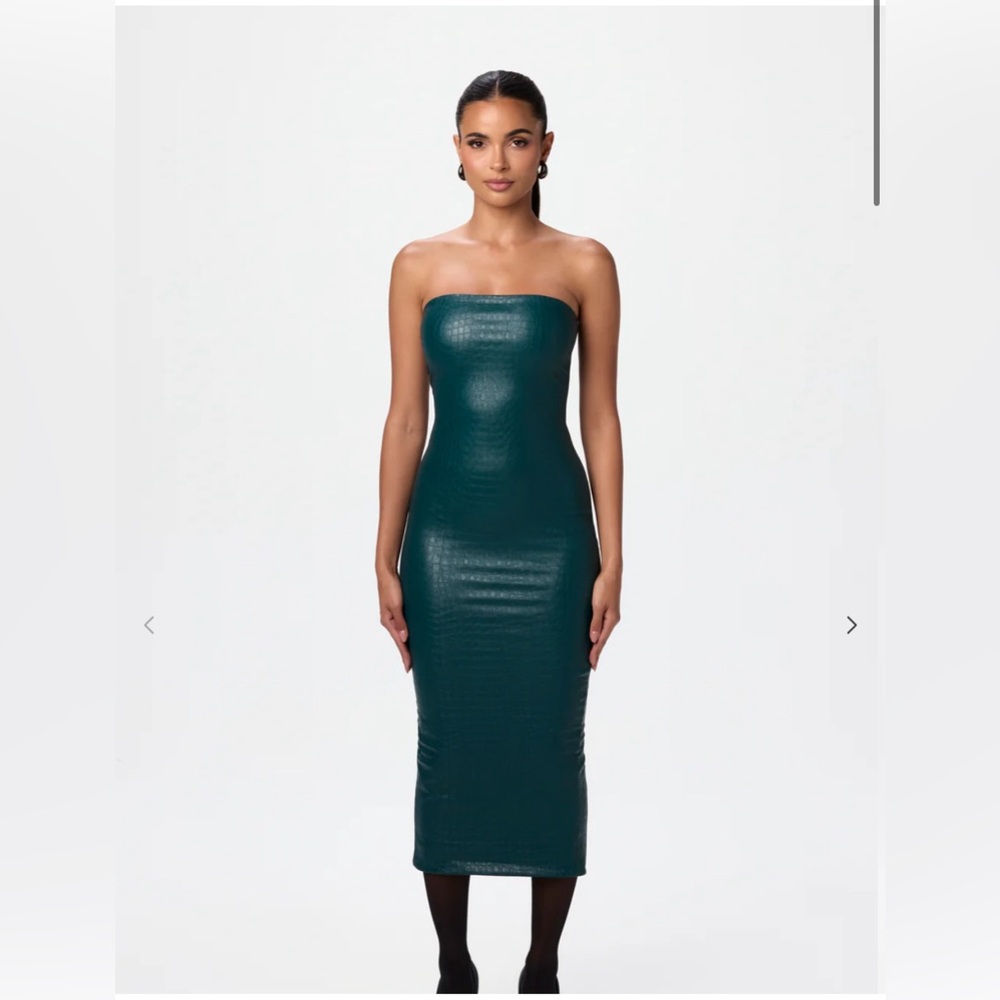 Naked Wardrobe tube crocodile teal dress!